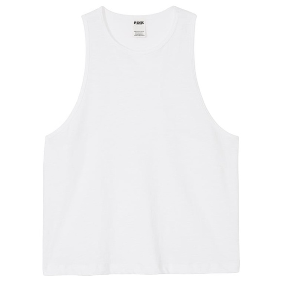 Victoria’s Secret Pink Cropped Cotton Racerback Tank Top-Sz.Small NWT🤍 - Picture 3 of 3